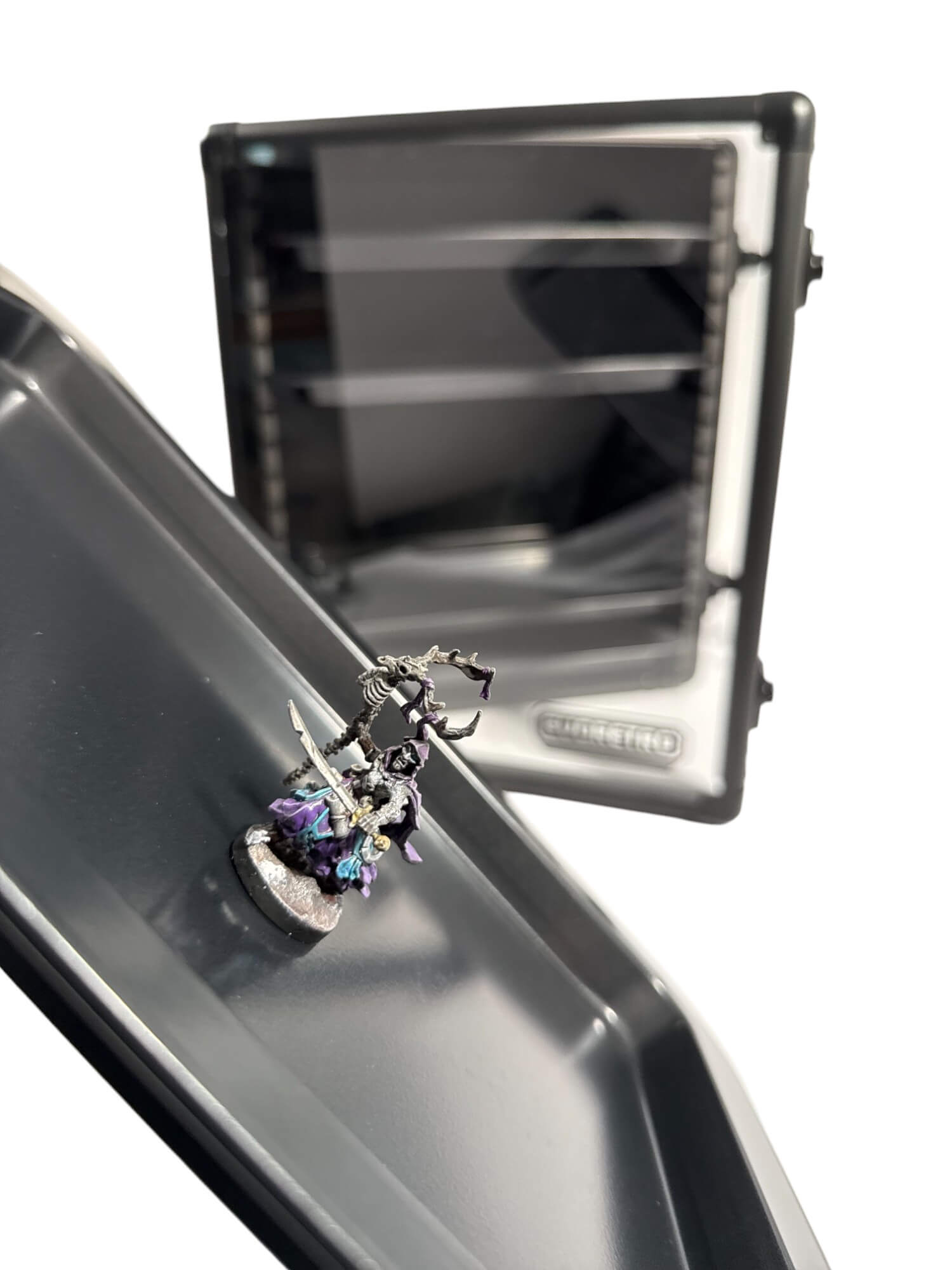 Close-up of a decorative magnet carrying case
