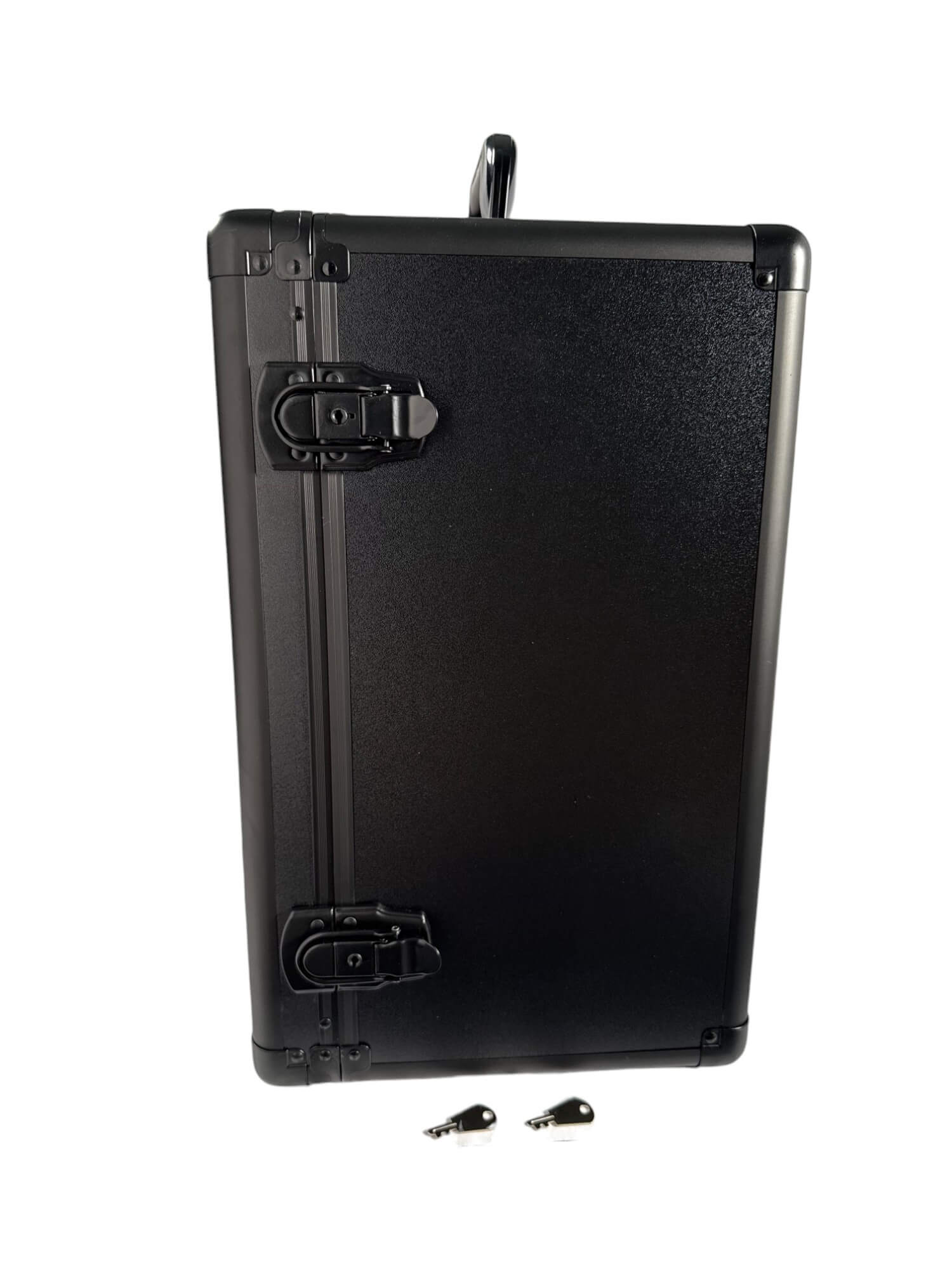 Black case with a handle on a white background