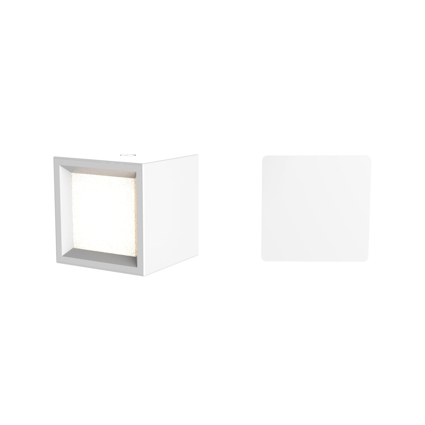 White wall-mounted light fixture on a white background