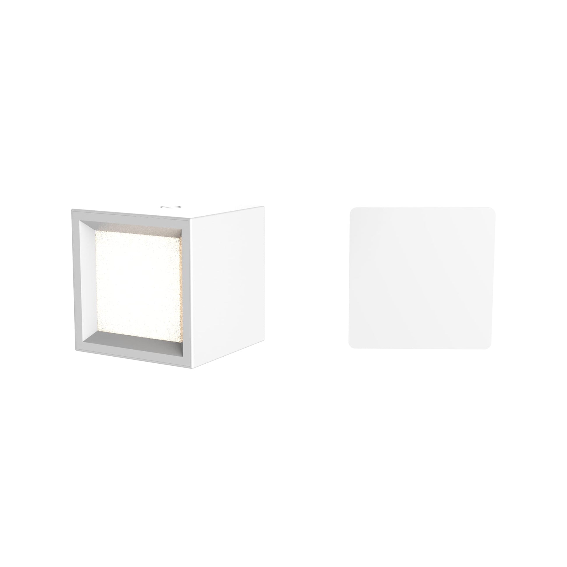 White wall-mounted light fixture on a white background
