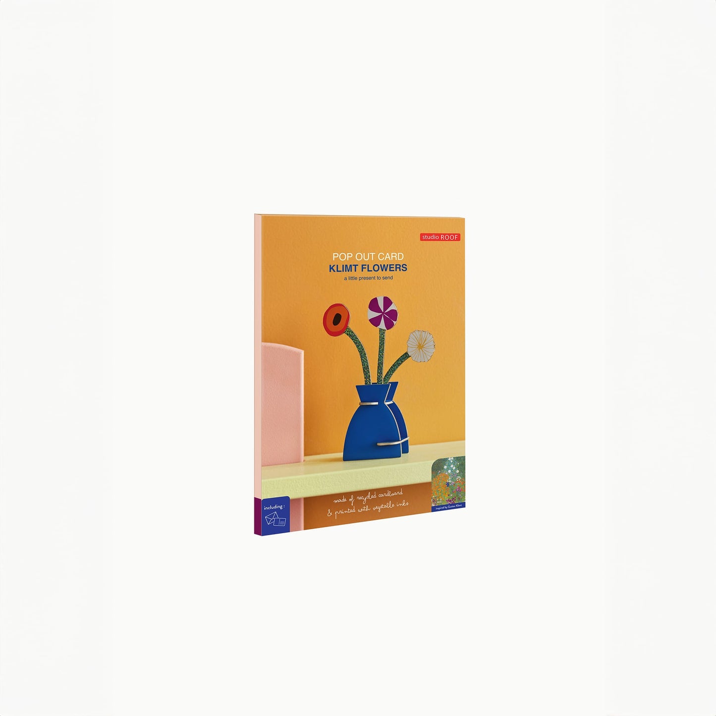 A vase of flowers design on an orange background