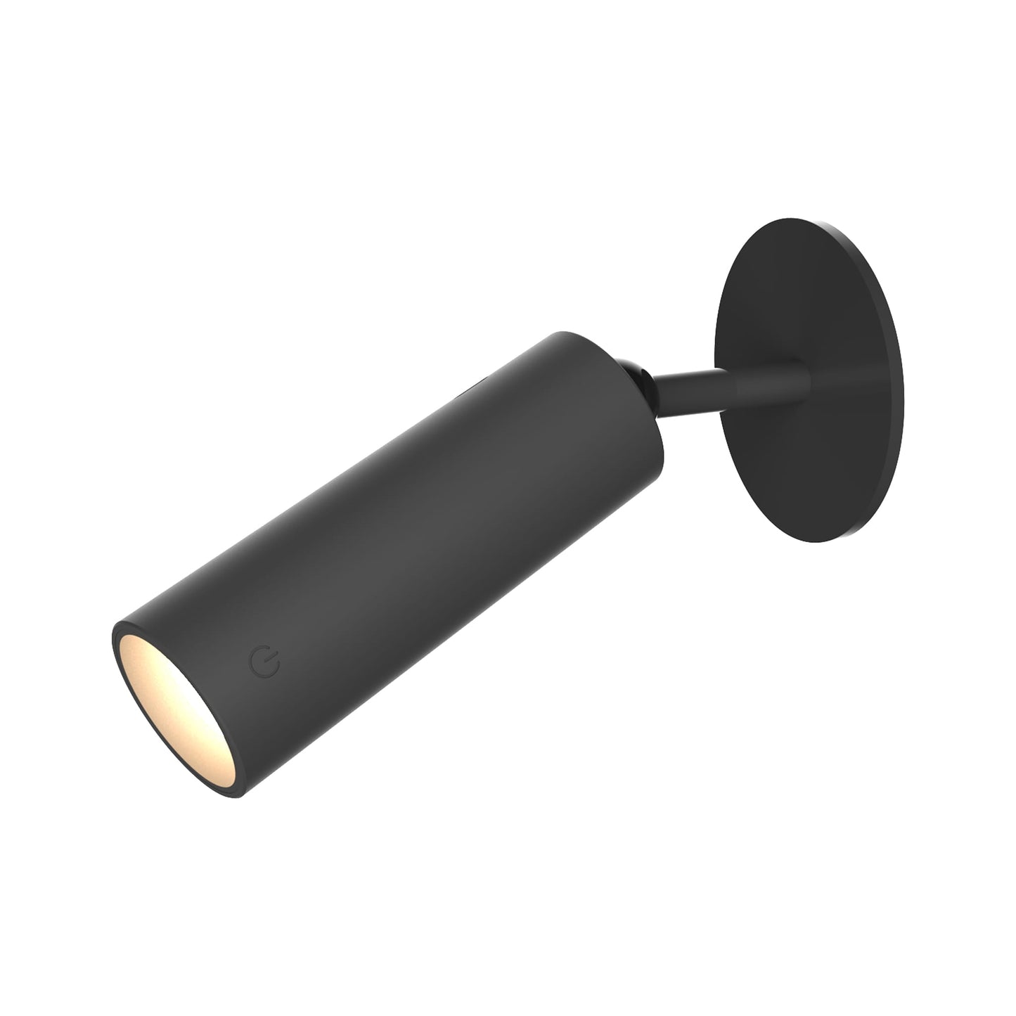Black wall-mounted light fixture on a white background