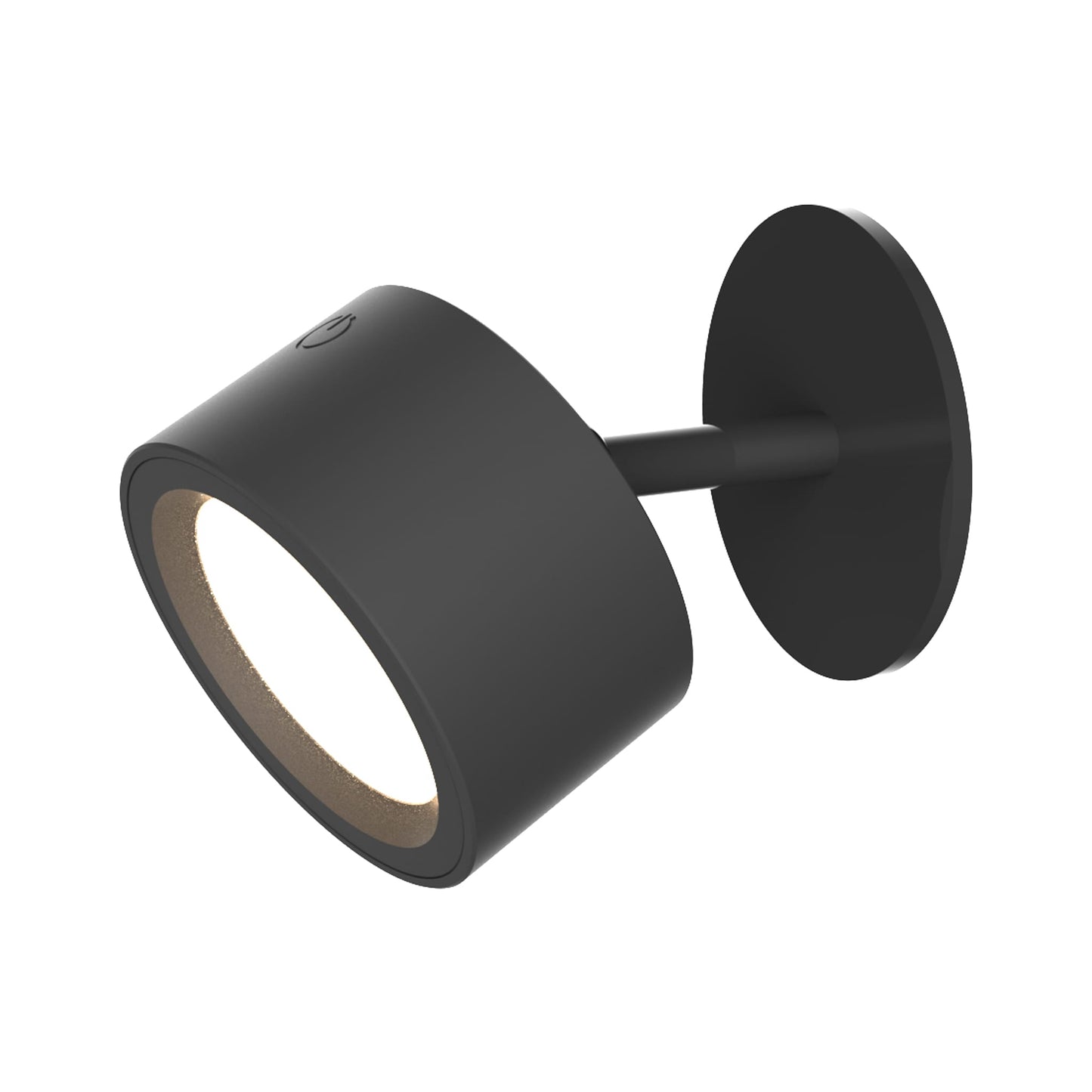 Black wall-mounted light fixture on a white background
