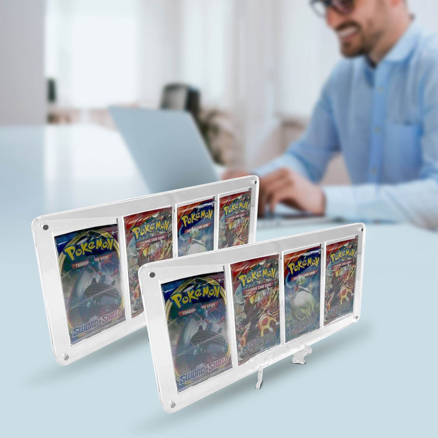 Magnetic Acrylic Booster Pack Display Case 4-Slot